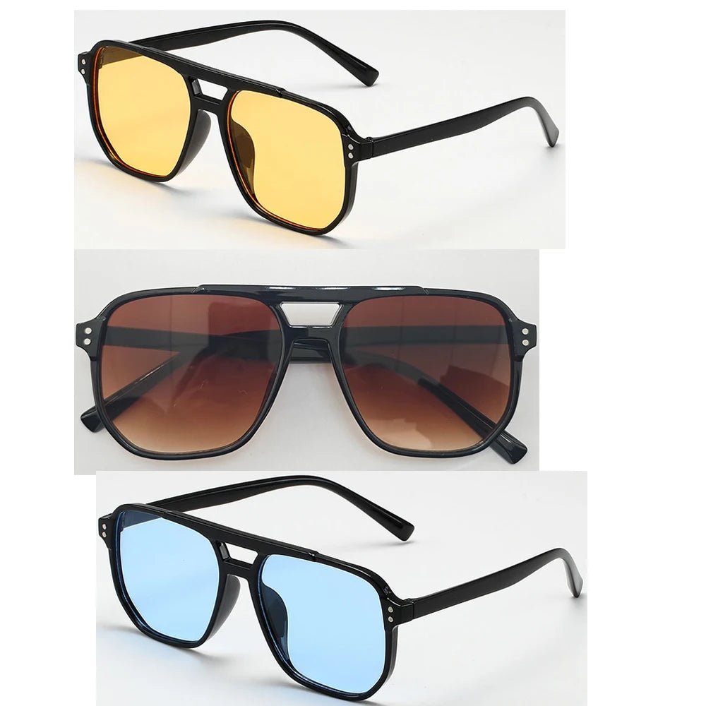 3 Pcs/Set Women Men Square Sun Glasses Retro Polygon Sunglasses Female Vintage Fashion Sunglasses Double Beam Eyeglasses