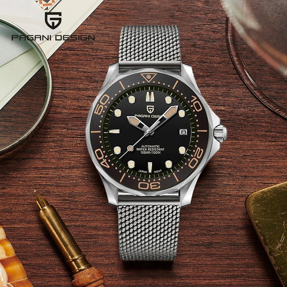PAGANI DESIGN Men's Watches Mechanical Automatic Watch Sport Ceramic Bezel Luminous Stainless Steel Waterproof Top Watch for Men