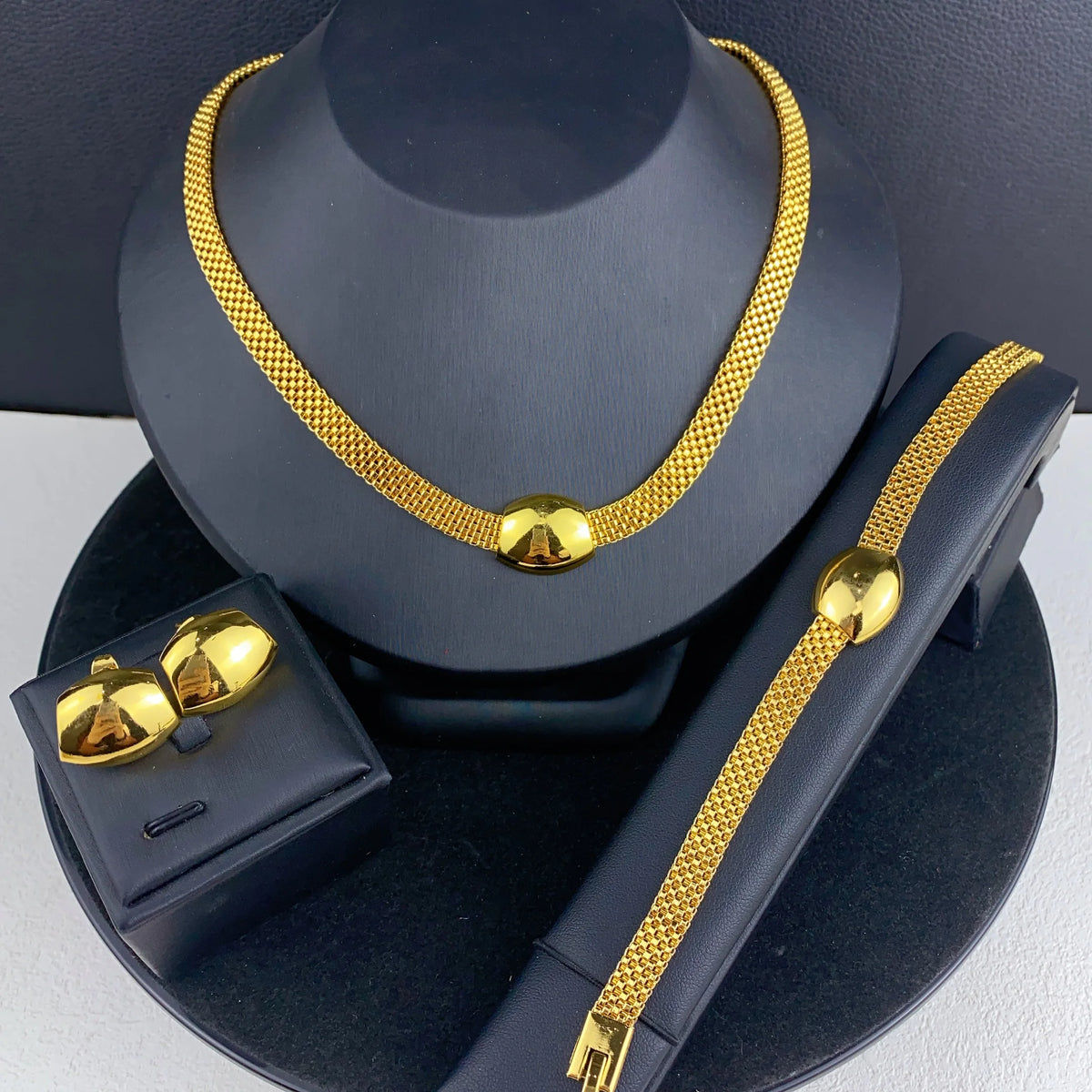 Brazilian Bridal Necklace Earrings Jewelry Set For Women Gold Plated Dubai Indian African Dubai Wedding Party Gift Jewellery