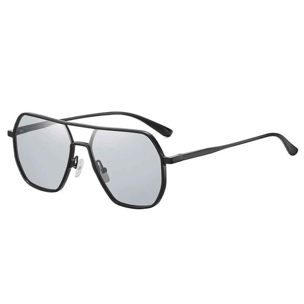 New Metal polarized Double Beam Photochromic Sunglasses For Men Drive Night Vision Glasses Fashion Shade For Men Women