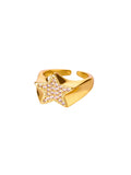 Zircon Star Knot Rings For Women Gold Color Stainless Steel Geometric Adjustable Finger Rings Wedding Couple Jewelry Gifts