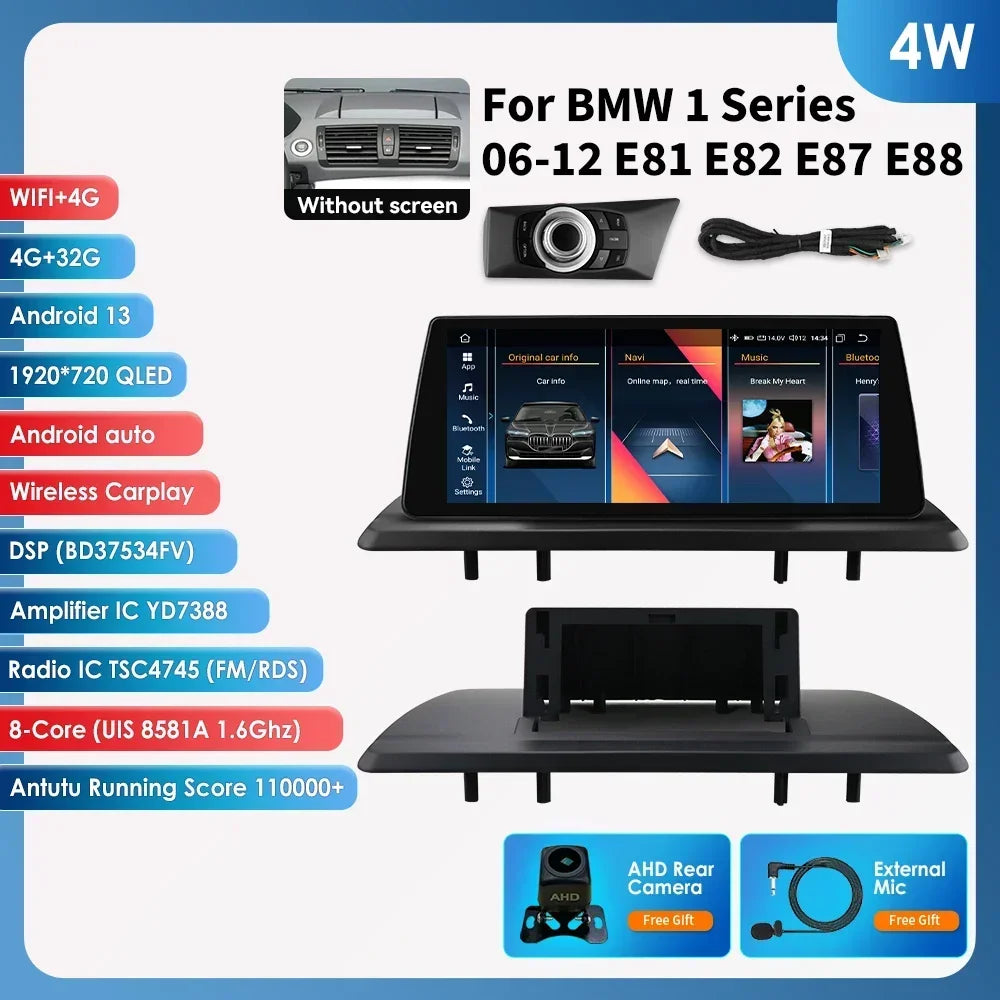 10.25" Smart Car Systems for BMW 1 Series 06-12 E81 E82 E87 E88 Without Screen with Support Wireless Carplay Android Auto RDS BT