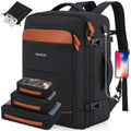 5PCS Travel Backpack Carry On Backpack 42L Flight Approved, Expandable Laptop Backpack With Packing Cubes & Shoe Pocket