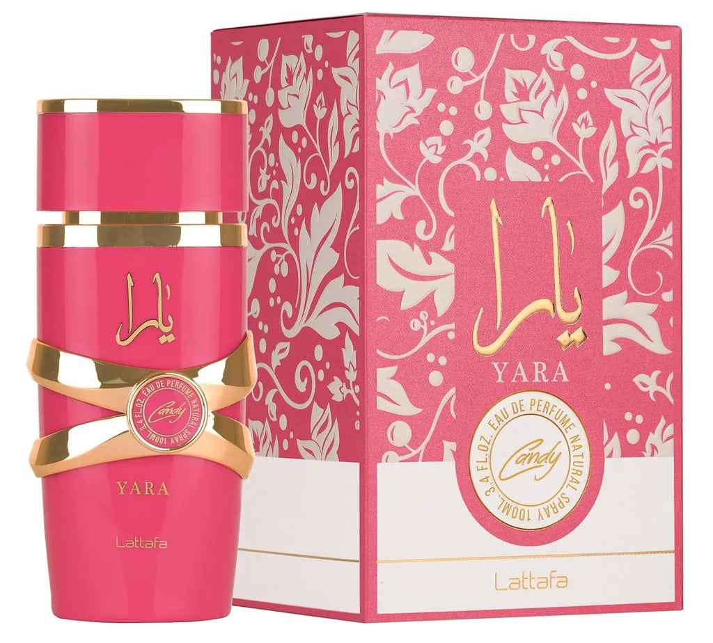 YARA LATTAFA Yara Candy Eau De Parfum 100ML With Original Gift Box Long Lasting Sweet Candy Floral Vanilla Fragrance Women Perfume Glossy Hot Pink Gold Luxury Bottle Romantic Scent Dating Wedding Gift for Ladies