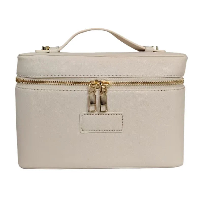Custom Name Ladies Saffiano Split Leather Travel Toiletry Case Bag Portable Hanging Makeup Organizer Box Cosmetic Bag For Women