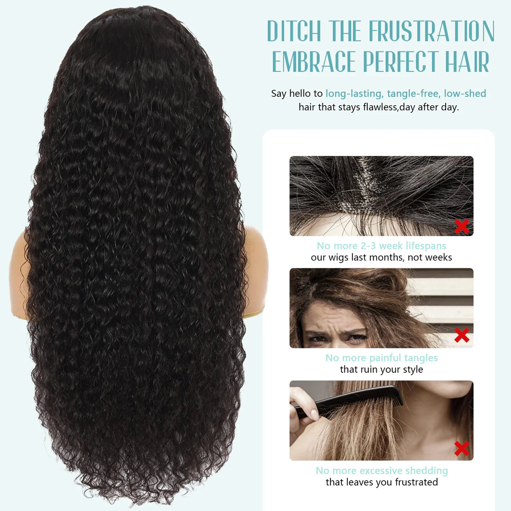 Natural Color Human Hair Wigs Deep Wave 40 Inches 200% Density 360 5x5 Closure 13x6 13x4 HD Transparent Invisible Lace Frontal Wig Black 1B For Women Brazilian Hair Pre Plucked Pre Cut Lace Pre Bleached Knots Pre Styled
