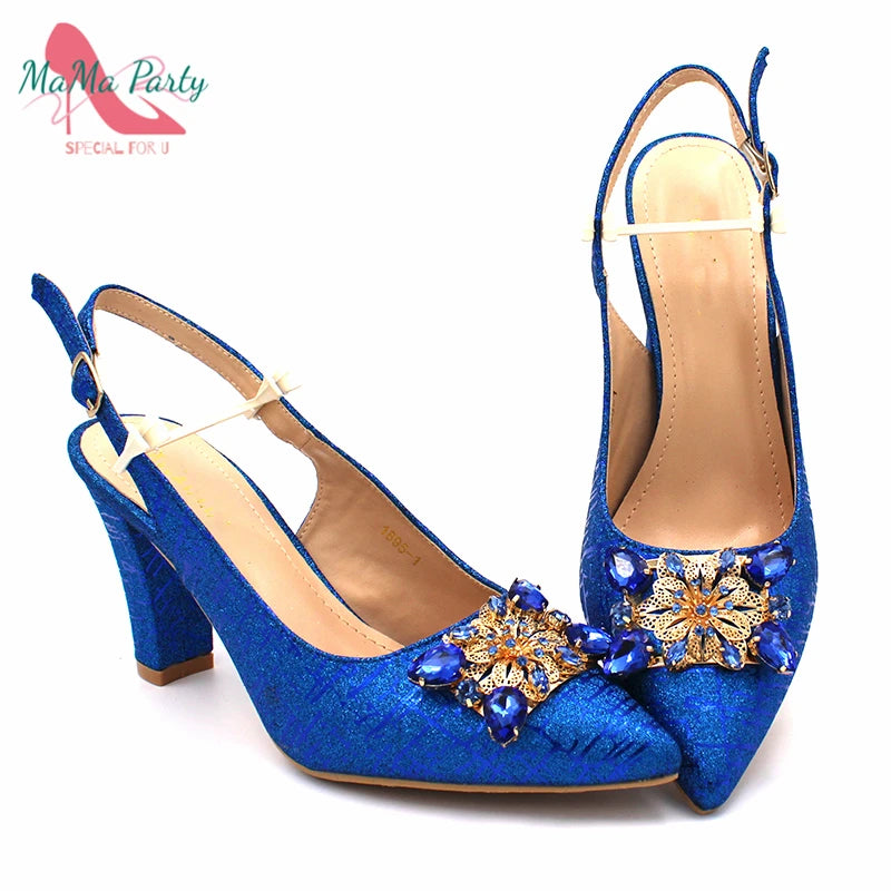 Fashionable Italian Shoes and Bag Set African Sets Champagne Color Nigerian Shoes with Matching Bags for Royal Wedding Party