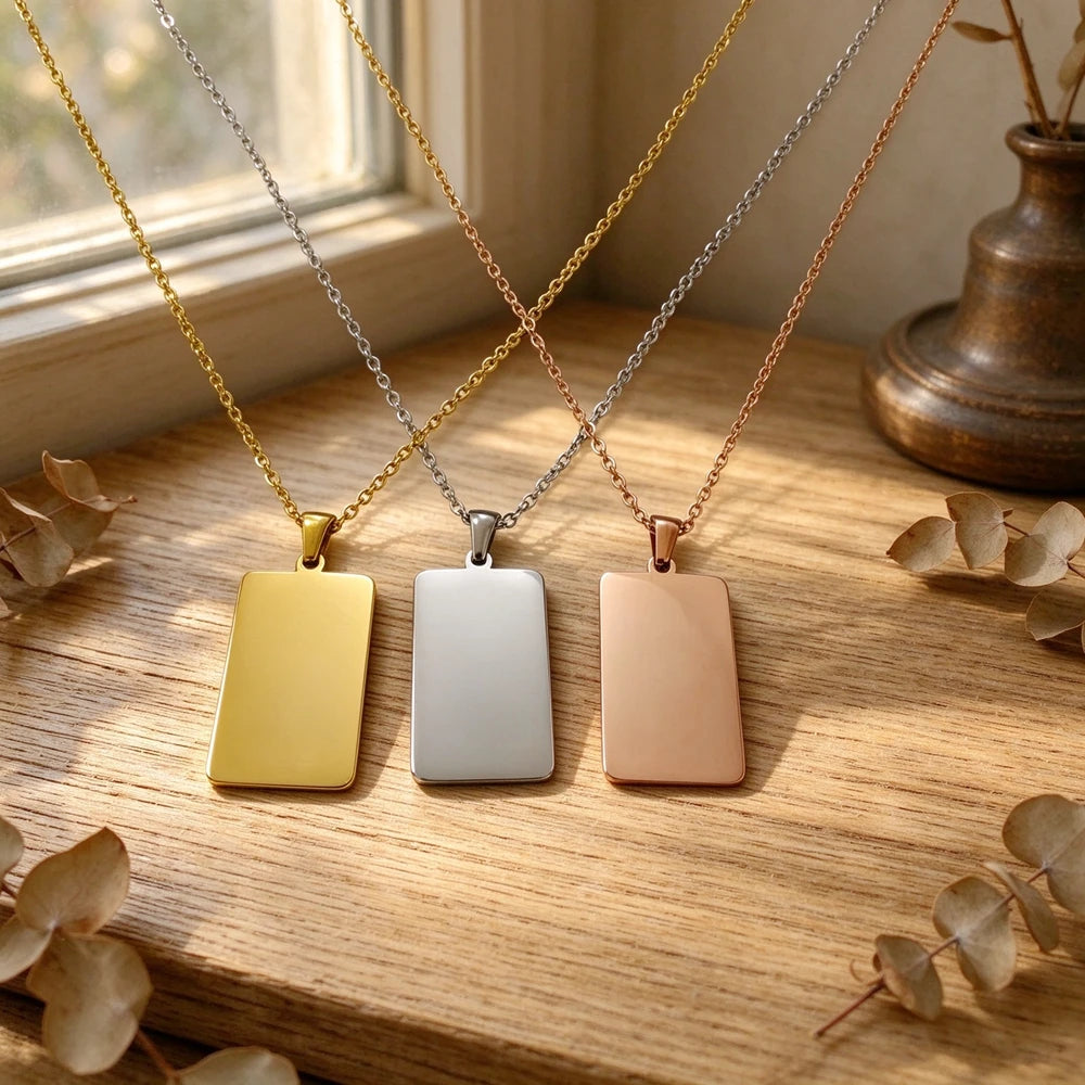 New10 pcs mirror polished bar shaped nameplate pendant necklacestainless steel personalized DIY custom name logo pendant necklac