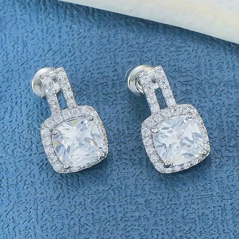 Fashion Hollow Square Cubic Zirconia Earrings For Women Gold Silver Color Copper Metal Geometric Earrings Party Everyday Jewelry