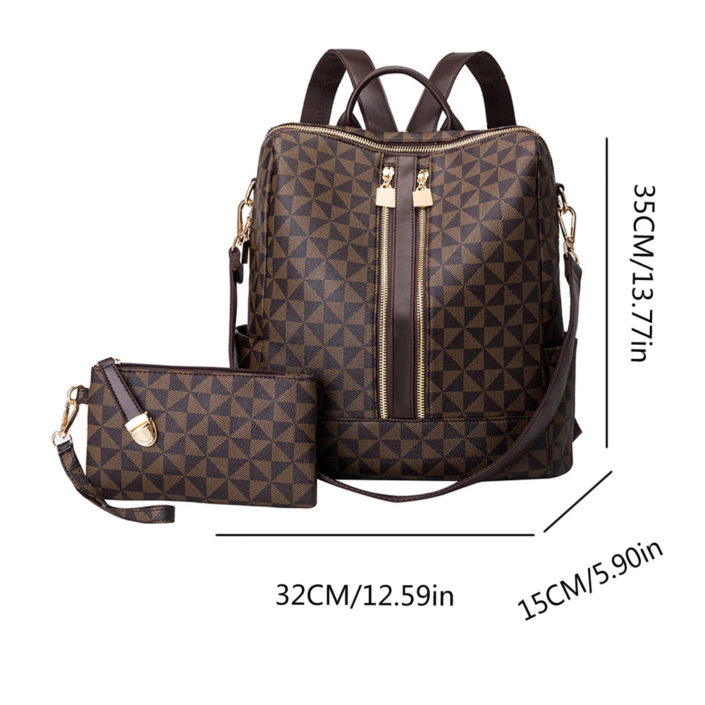 2pcs Backpack And Handbag Set, For Women, Waterproof Double Shoulder Crossbody Bag, Women's Travel Send Co