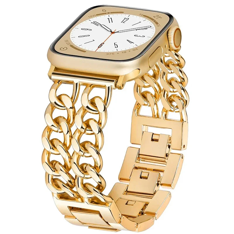 Fashion Metal Bracelet Strap For Apple Watch Ultra 44mm 45mm 40 41 49 Chain Design Women Bands For iWatch 9 8 7 6 5 4 3