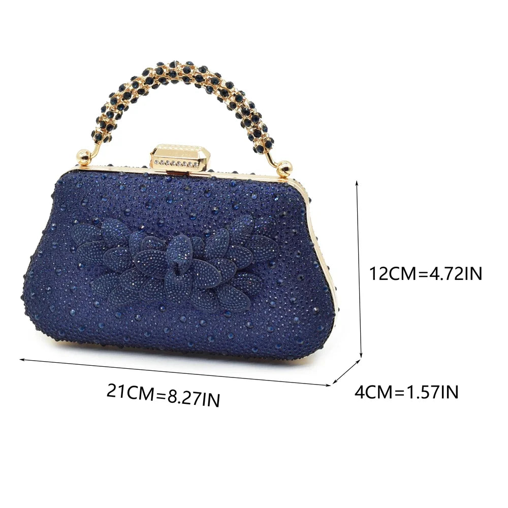 New Arrival Party Shoe and Bag Set for Women Italy Full Diamonds High Heels Luxury Woman Pumps Matching Italian Shoe and Bag Set
