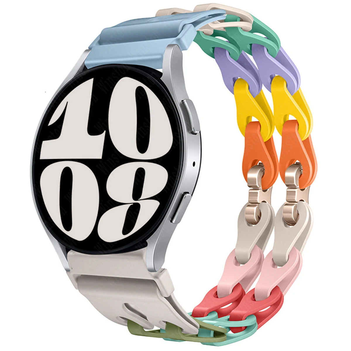 22mm 20mm Chain Strap for Samsung Galaxy Watch 7 6 5 4 6Classic Silicone Band for Huawei GT4 3Pro for Amazfit GTR 4/GTS Bracelet