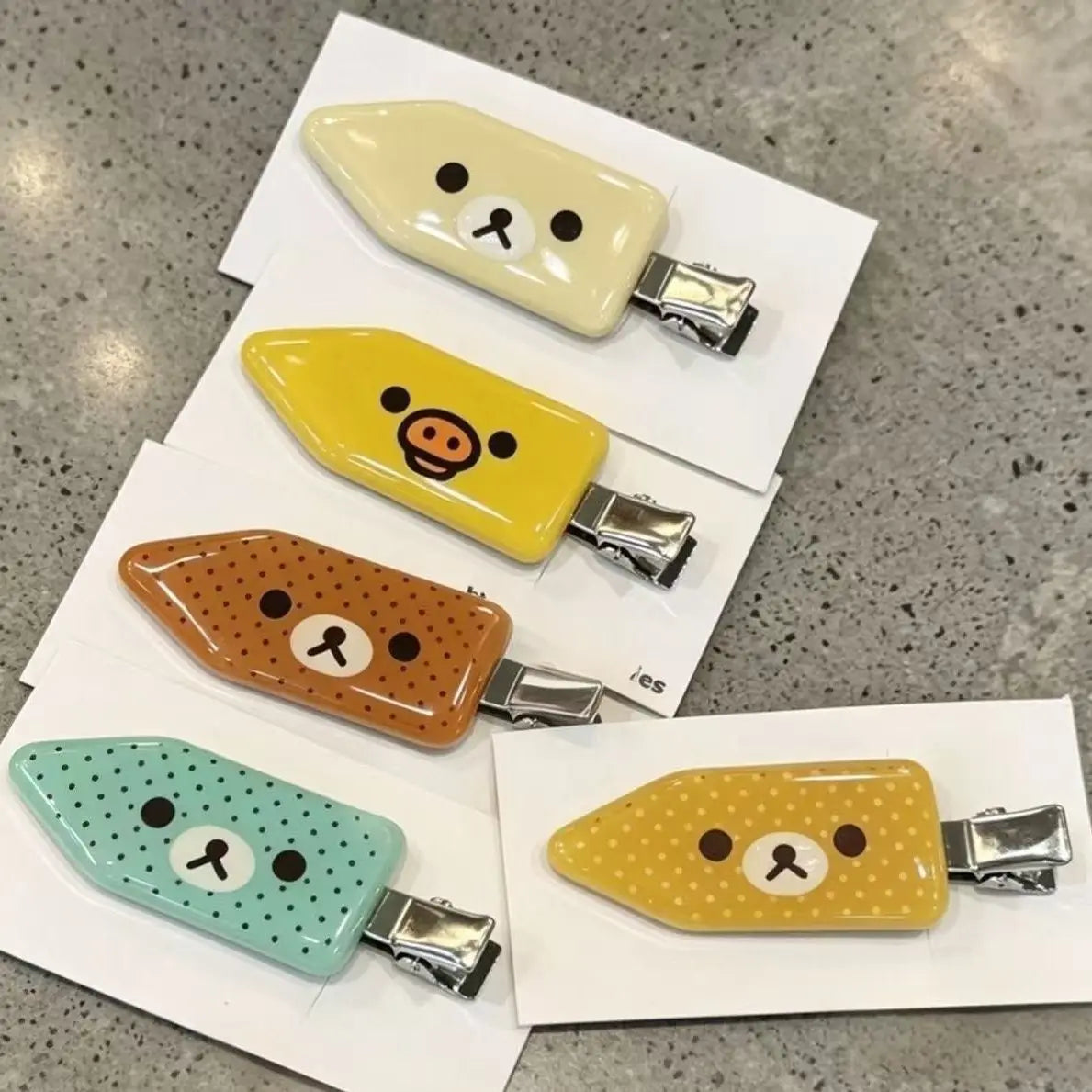 INS Bear Hair Clips Kiiroitori Polka Dot Glossy Resin Arrow Duckbill Side Barrettes Hairclips For Women Girls Jewelry