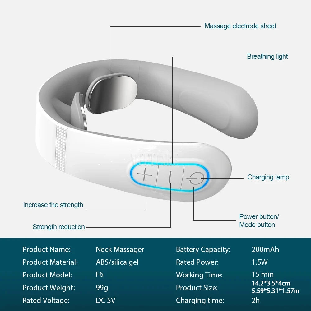 Pulse Neck Massager Electric Smart Cervical Massagers TENS Pain Muscle Kneading Massage