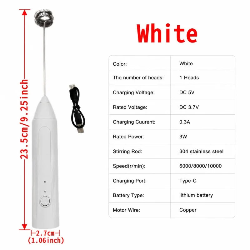 Milk Frother Egg Beater Mini Coffee Whisk Mixer Rechargeable Electric Milk Frother Wireless Milk Foamer Maker Handheld Stirrer