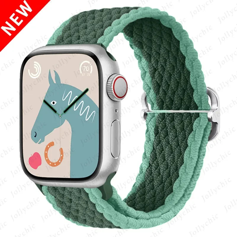 Braided Loop Strap For Apple Watch Ultra Band 49mm 44 45mm 42mm 41mm Nylon Elastic Belt Bracelet iWatch Series 9 8 7 6 5 4 SE 3