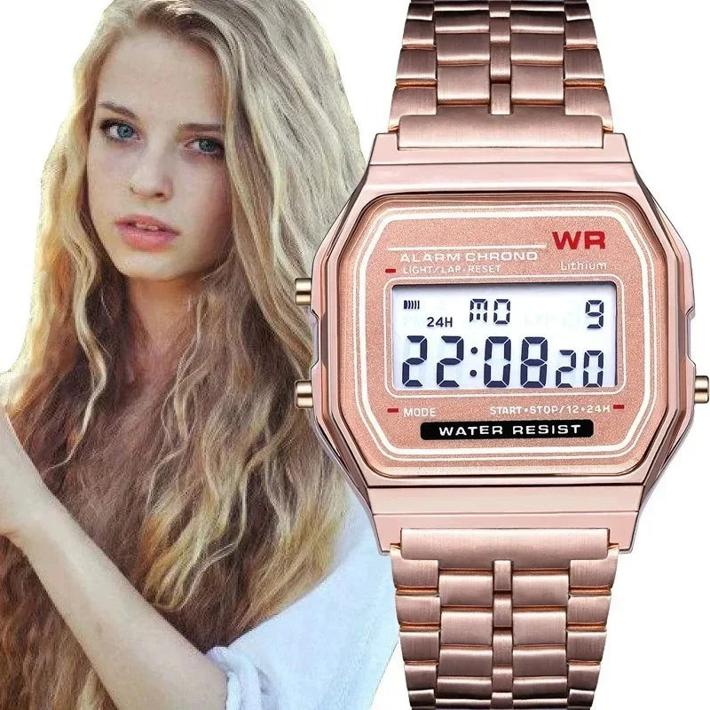 F91W Steel Strap Watches Women Watch Men Business Clock Multifunction LED Digtal Sports Wrist Watch Electronic Clock Electron wi