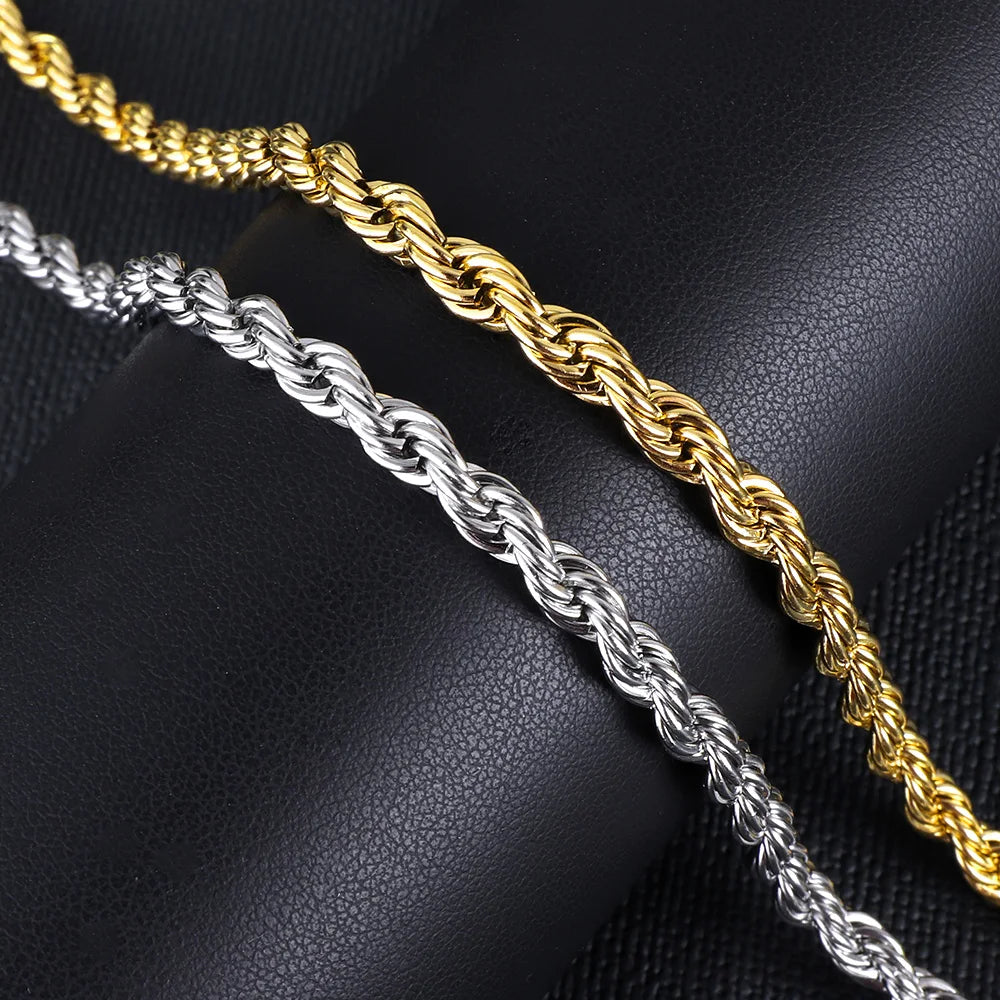 LUXUSTEEL 10pcs/Lot Stainless Steel Twist Rope Chain Necklaces 2mm Silver Color No Fade DIY Pendants Accessories Wholesale