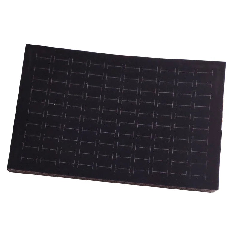 3Pcs Black Velvet Ring Foam Holder 100 Grooves Jewelry Display Tray Ring Storage Stand for Boutique Retail