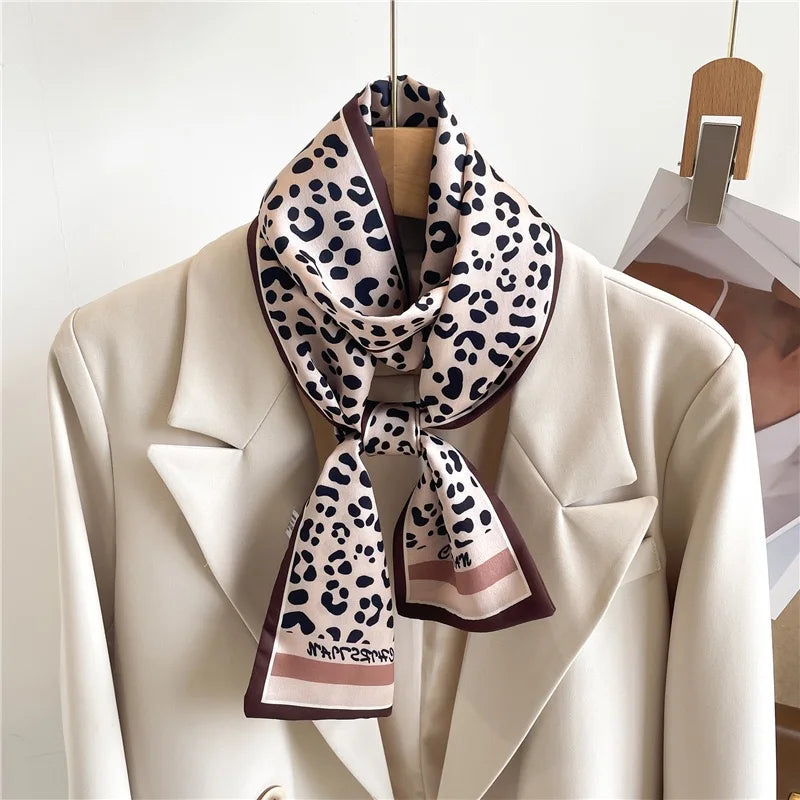 Floral Print 12*145cm Long Ribbon Silk Scarf Women Neck Scarves Headband Female Skinny Neckerchief Hair Band Neck Tie Bag Ribbon