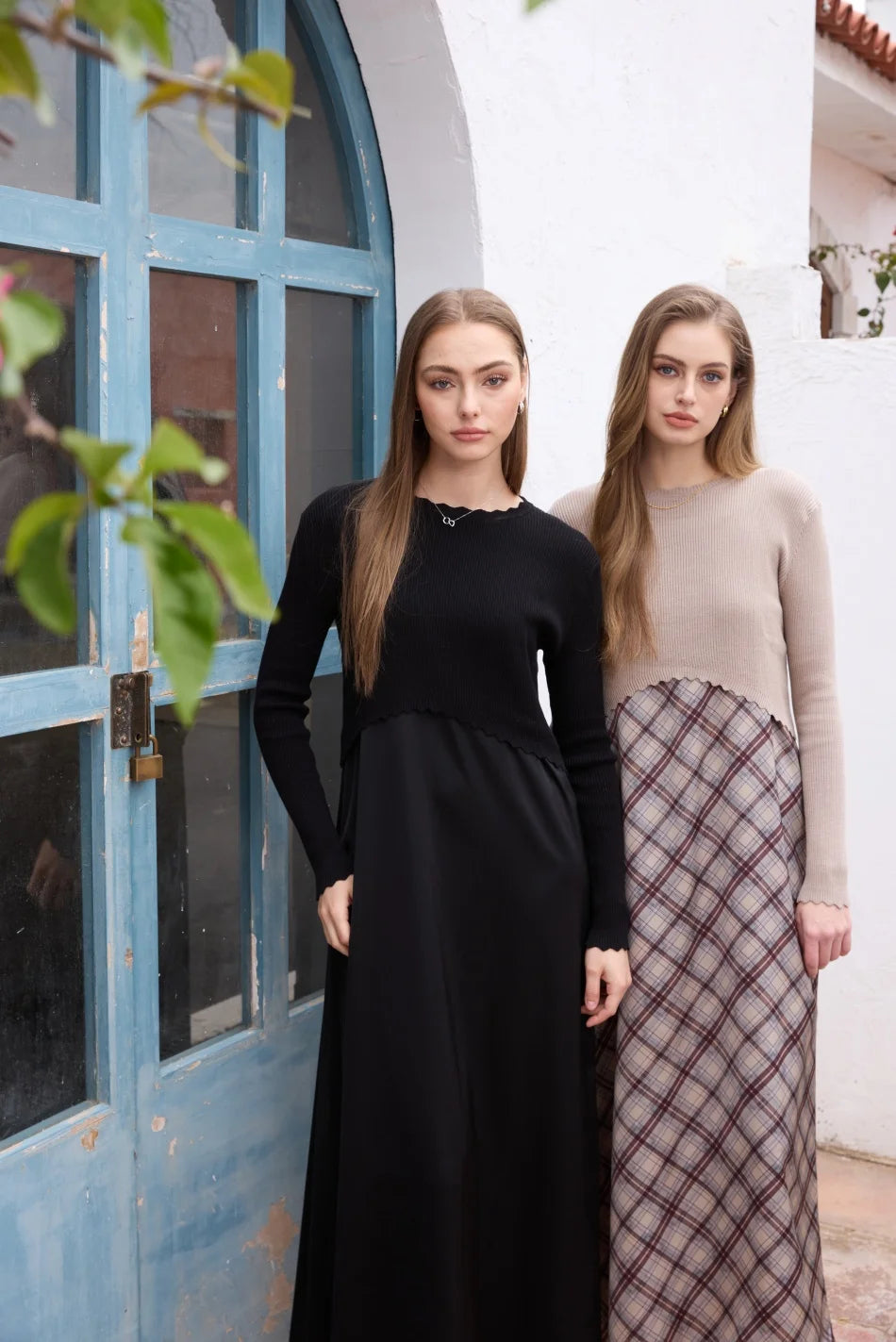 AS SS26 Luxe elegance slip satin dress + knitted top woman clothing set adjustable maxi floor length