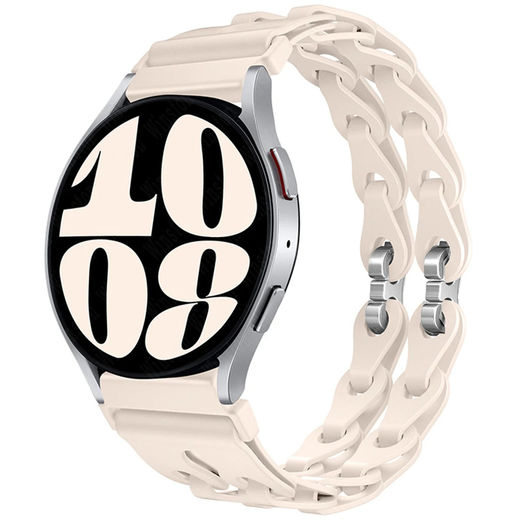 22mm 20mm Chain Strap for Samsung Galaxy Watch 7 6 5 4 6Classic Silicone Band for Huawei GT4 3Pro for Amazfit GTR 4/GTS Bracelet