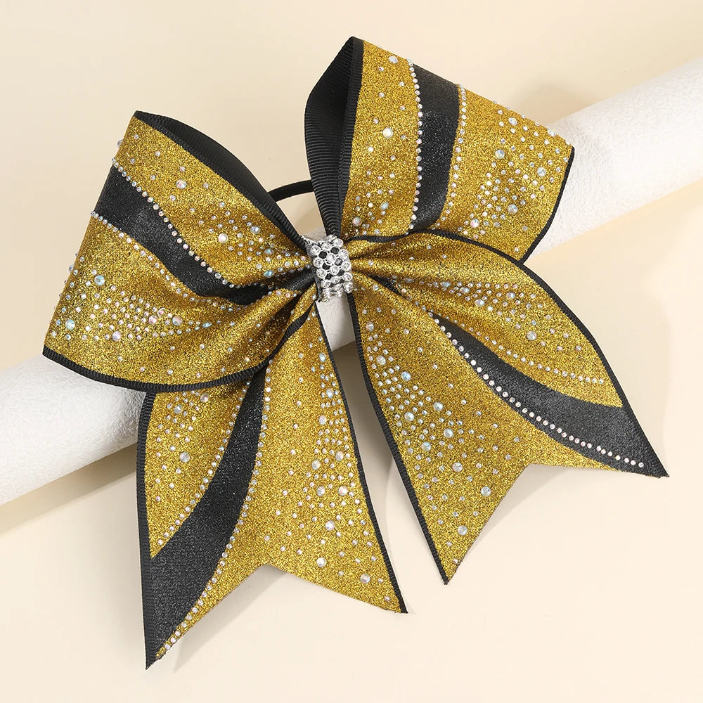 Glitter Rhinestone Large Bow Hair Band For Girls Women Sweet Shiny Crystal Rubber Bands Hair Elastics Daily Party Accessories