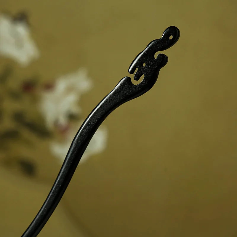 Antique Style Imitation Ebony Hairpin Plain Hairpin Simple Style Retro Hanfu Qipao Accessories for Women