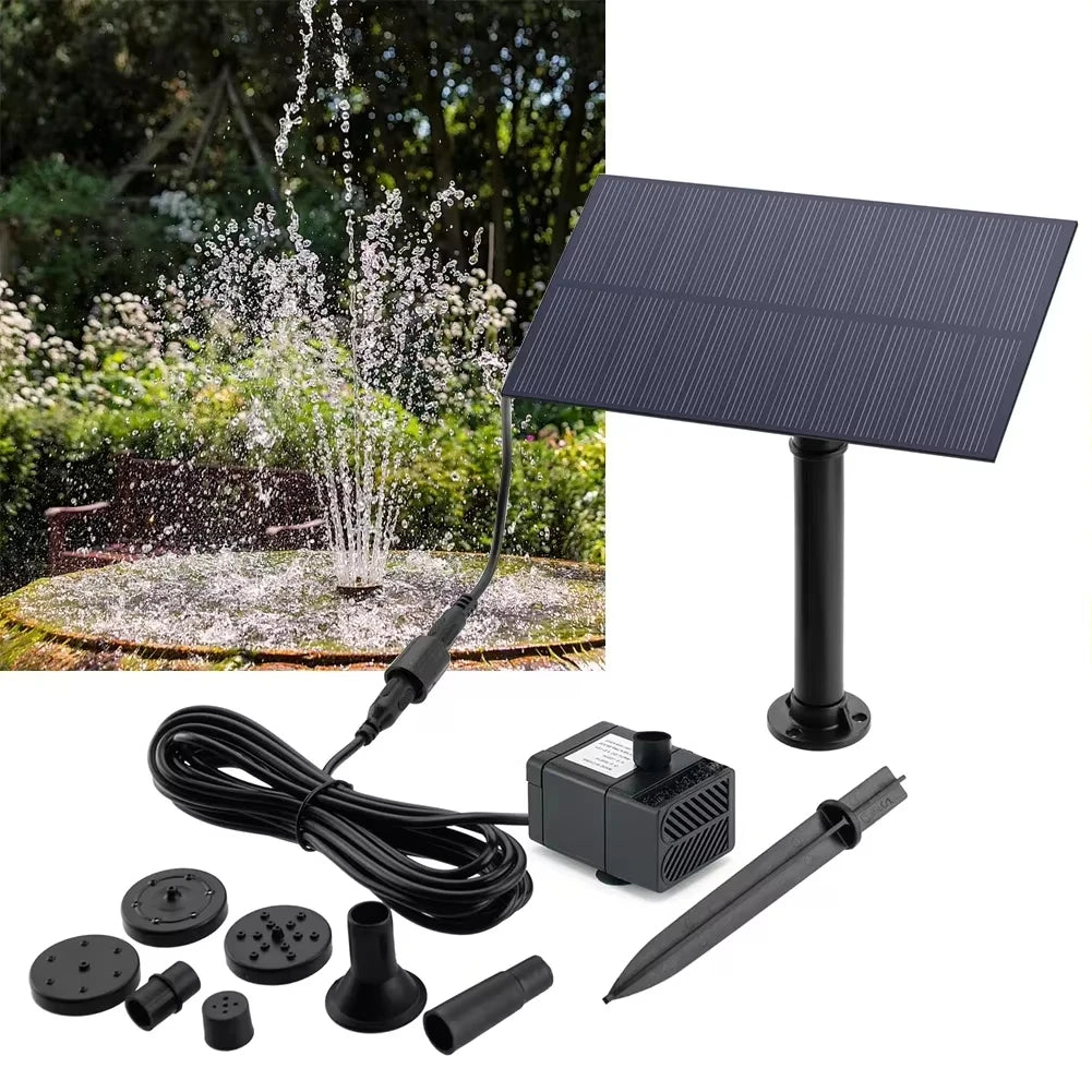 Solar Powered 5W 5V Water Fountain Pump Kit with Solar Panel Stake Energy Saving Watering System Garden Decoration for Fish Tank