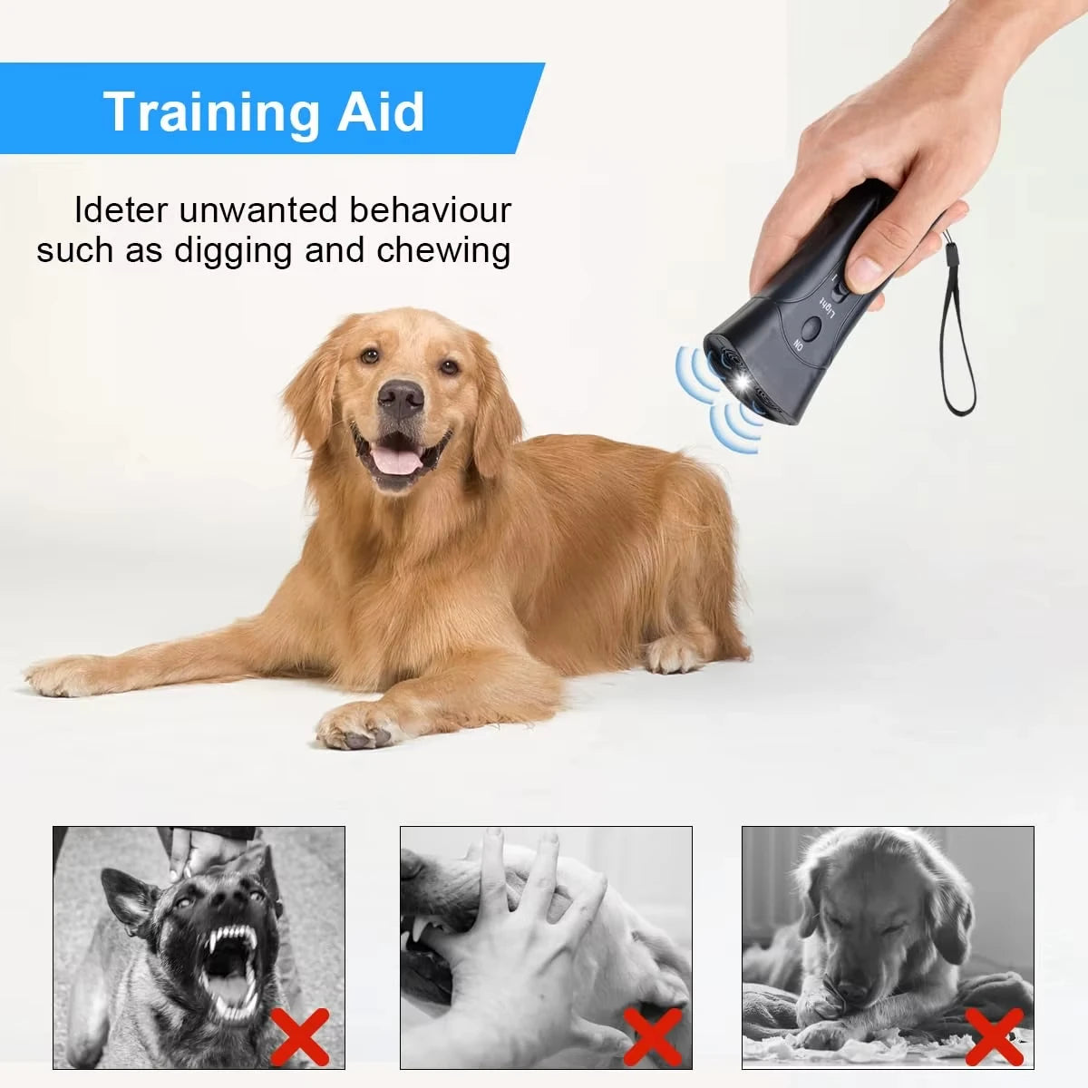 Ultrasonic Anti Barking Pet Dog Repeller Stop Bark Training Device LED Without Battery