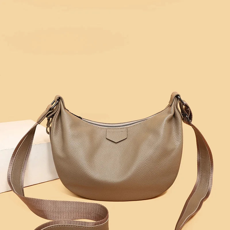 Women's Natural Cow Leather Bag Female Retro Cowhide Crossbody Bag Ladies Large Capacity Shoulder Bag for Middle Aged Women 2025