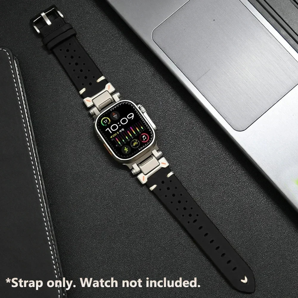 Luxury Leather Band for Apple Watch Ultra 3 2 49mm Series 11 10 46mm 9 8 7 45mm Correa Strap for iWatch 6 5 4 Se 3 44mm Bracelet