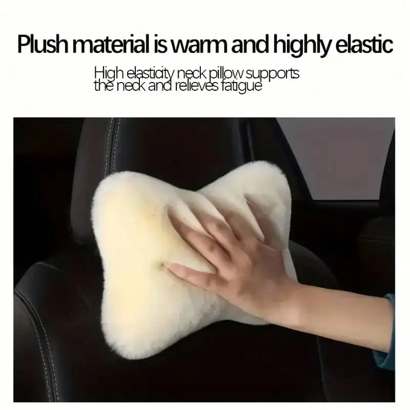 2/4pcs Luxury Plush Car Neck Pillows, Comfortable Neck Support, Faux Fur Texture, Soft Sponge Padding, Makes Traveling More Comfortable