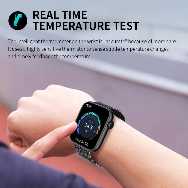 LIGE New Women Smart Watch 1.85 Full Touch Bluetooth Call Smart Wristwatch Body Temperature Watch Sports Bracelet Men Smartwatch