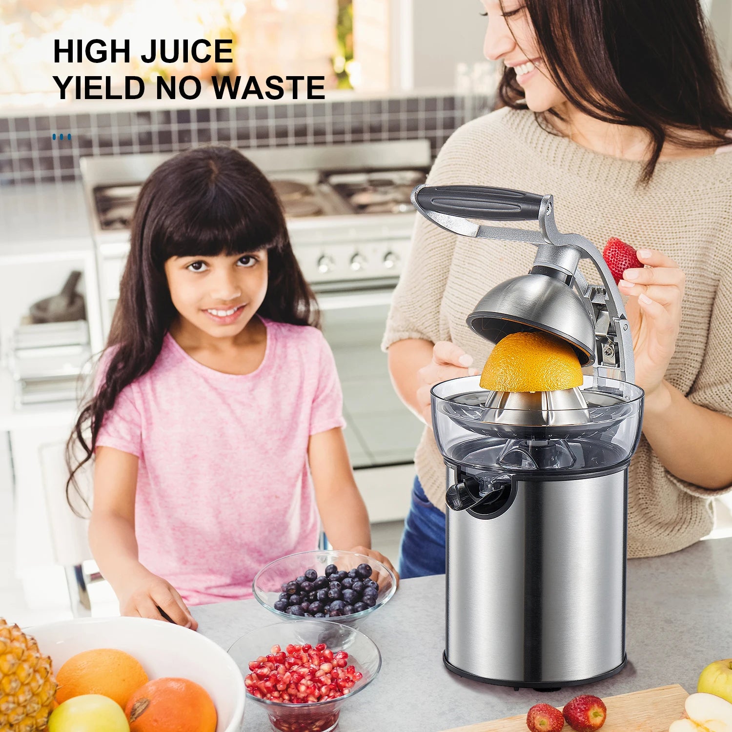 Premium Electric Citrus Juicer | Heavy-Duty Orange Squeezer with Zinc Alloy Die-Cast Shell, 2 Interchangeable Cones for All Oranges & Citrus Fruits, Powerful Juicer for Fresh Juice