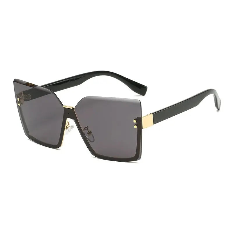 New European And American Style Half-frame Metal Sunglasses Fashion Slim Women's Sunglasses Anti-uv Glasses
