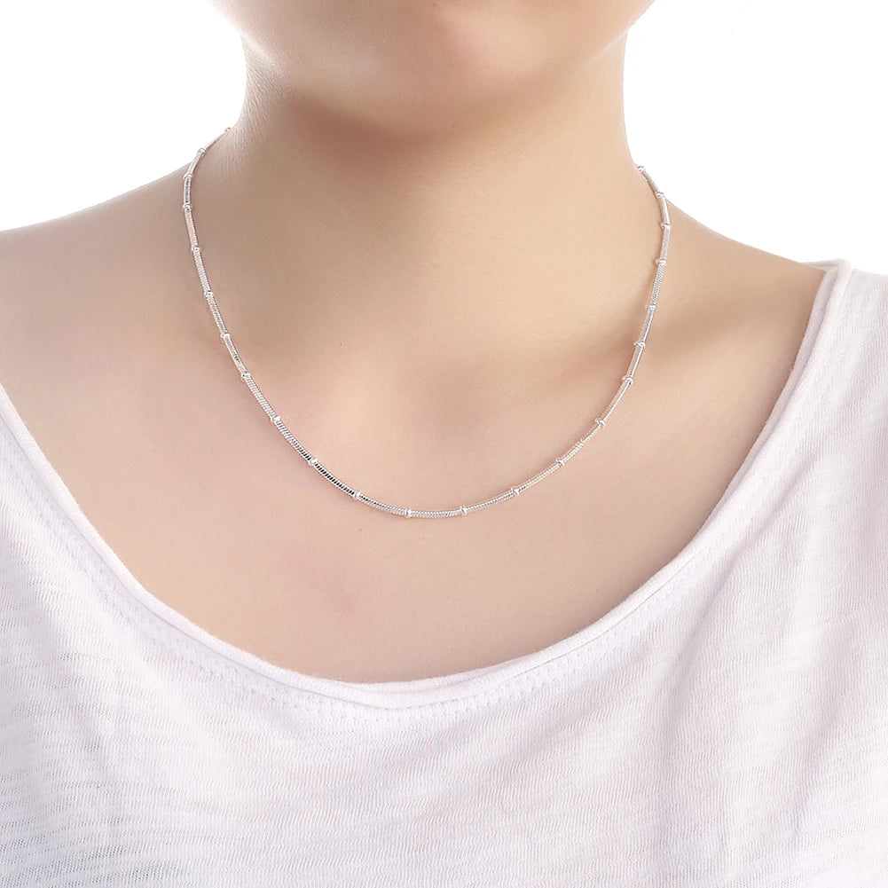 925 Sterling Silver snake beads chain Beautiful Simple bead Necklace For Women Fashion Jewelry Christmas Gifts