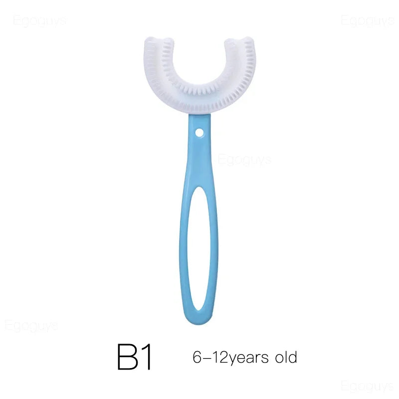 Children U-Shape Toothbrush 360-Degree Oral Cleaning Kids Tooth Brush Soft Million Nano Bristle Silicone Baby Finger Teether