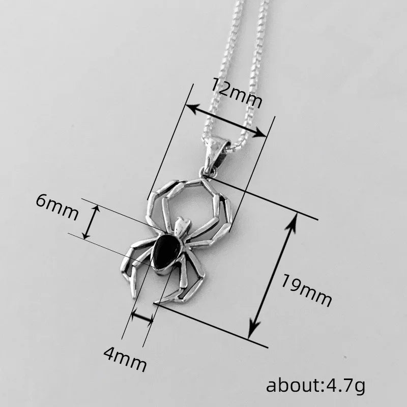 New 925 Sterling Silver Spider Necklace Personality Charm Simple Animal Pendant Collar Birthday Gift Women's Exquisite Jewelry