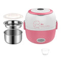 DMWD MINI Rice Cooker Thermal Heating Electric Lunch Box 2 Layers Portable Food Steamer Cooking Container Meal Lunchbox Warmer