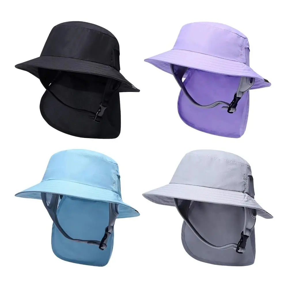 With Chin Strap Surfing Backet Hat Breathable Wide-brimmed Ladies Sun Hat Quick-drying UPF50+ Fisherman Cap Water Sport
