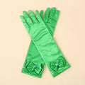 Children's satin princess gloves, girl's butterfly shiny face knot dance performance stage gloves, crystal all finger gloves