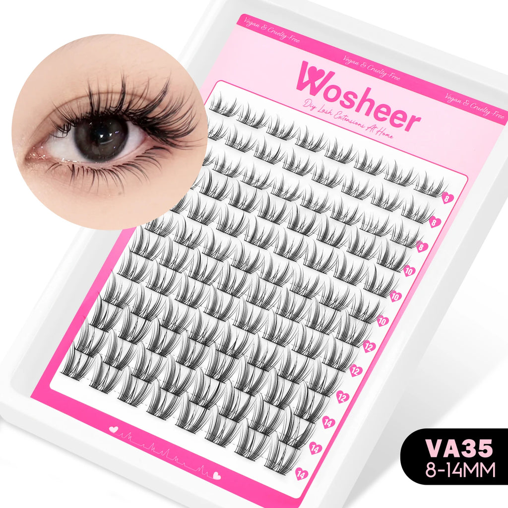 WOSHEER Lash Clusters Manga Lash Clusters Kit Clear Fairy Eyelash Clusters Wet-Look Spiky Anime Lashes Individual Lashes