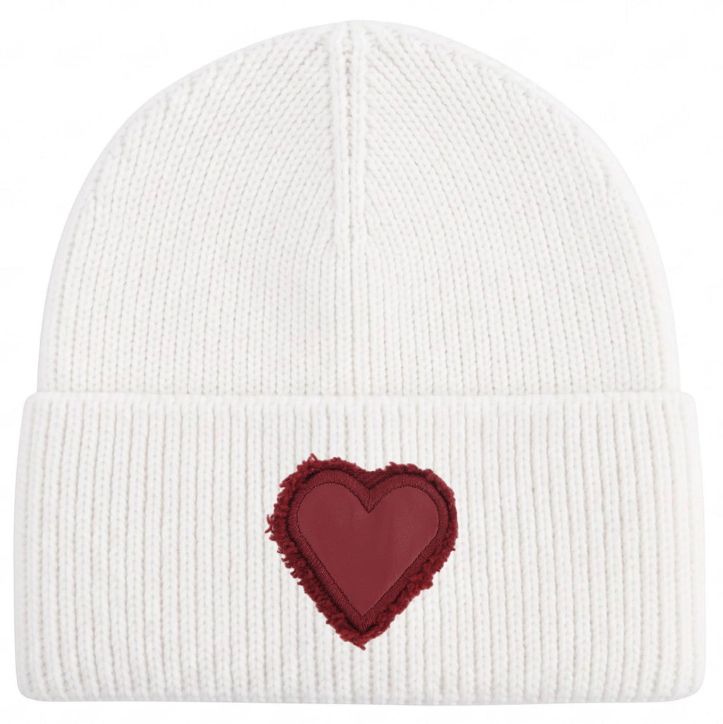 Winter Cotton Knitted Beanies Leather Heart Outdoor Hat Children Hats Personality Table hats girl hat boy hat