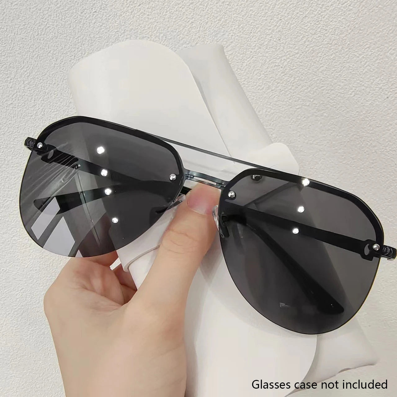 New Fashion Metal Half Frame Women's Outdoor Sunglasses Classic Double Beam Glasses