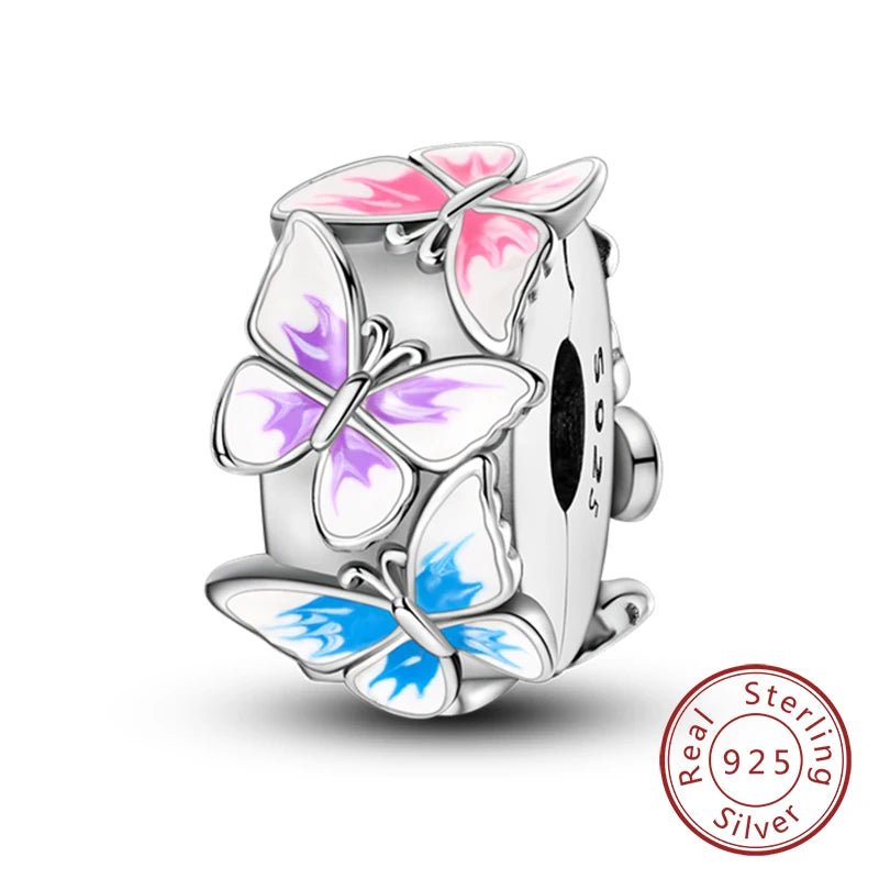 Hot Sale Charm Bead Pendant 925 Sterling Silver Firefly Love Heart Cats Dogs Sunflower Charm for Bracelet Women DIY Jewelry Gift