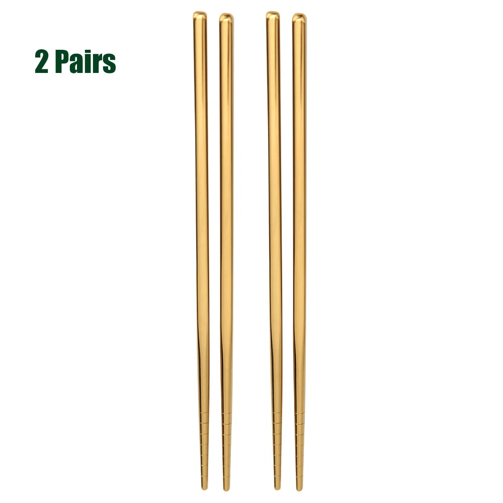 1-5 Pair Stainless Steel Chopsticks Metal Chop Sticks Tableware Silver Gold Multicolor Wedding Party Festival Supplies