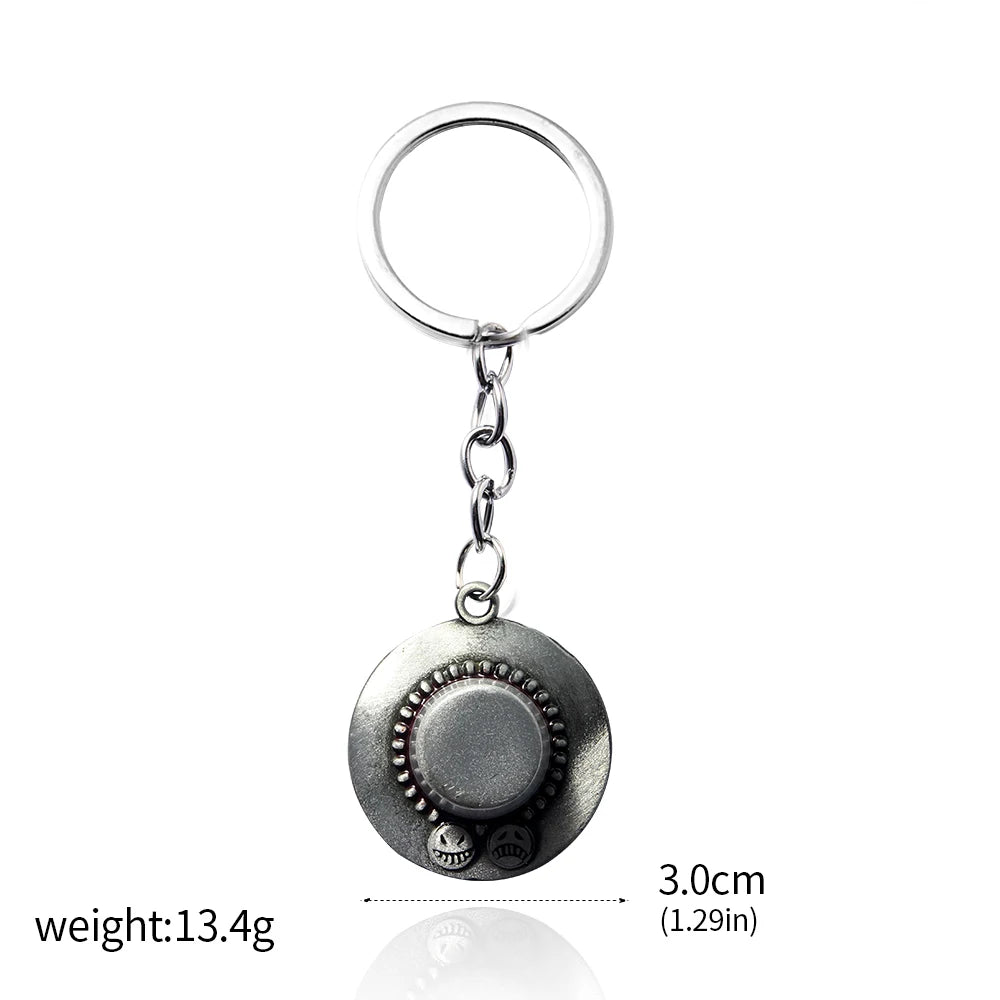 One Piece Luffy Straw Hat Keychain Rotatable Zoro Skull Metal Pendant Role-Playing Decorative Accessories Fan Jewelry Gift