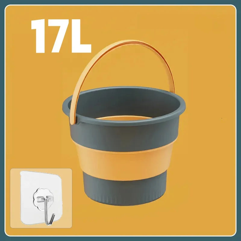 5/10/17L Portable Folding Bucket Multifunctional Thickened Silicone Bucket for Car Washing and Fishing Camping Folding Bucket